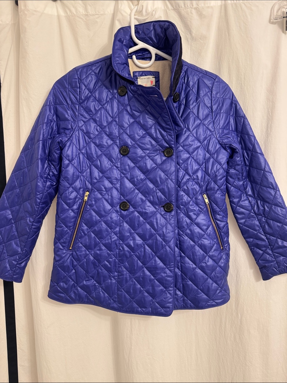Crew cuts Quilted Double-Breasted Jacket in Royal Blue. Sz 10
